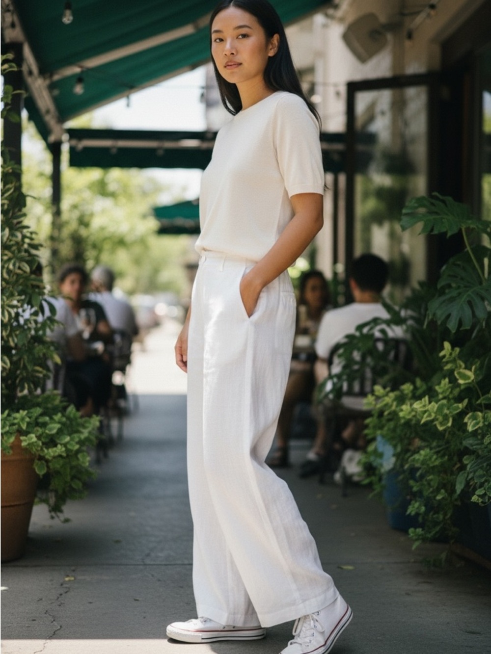 PIOMBO White Linen Blend Pants | Wide Leg | NWT | EU 42 (US 10)